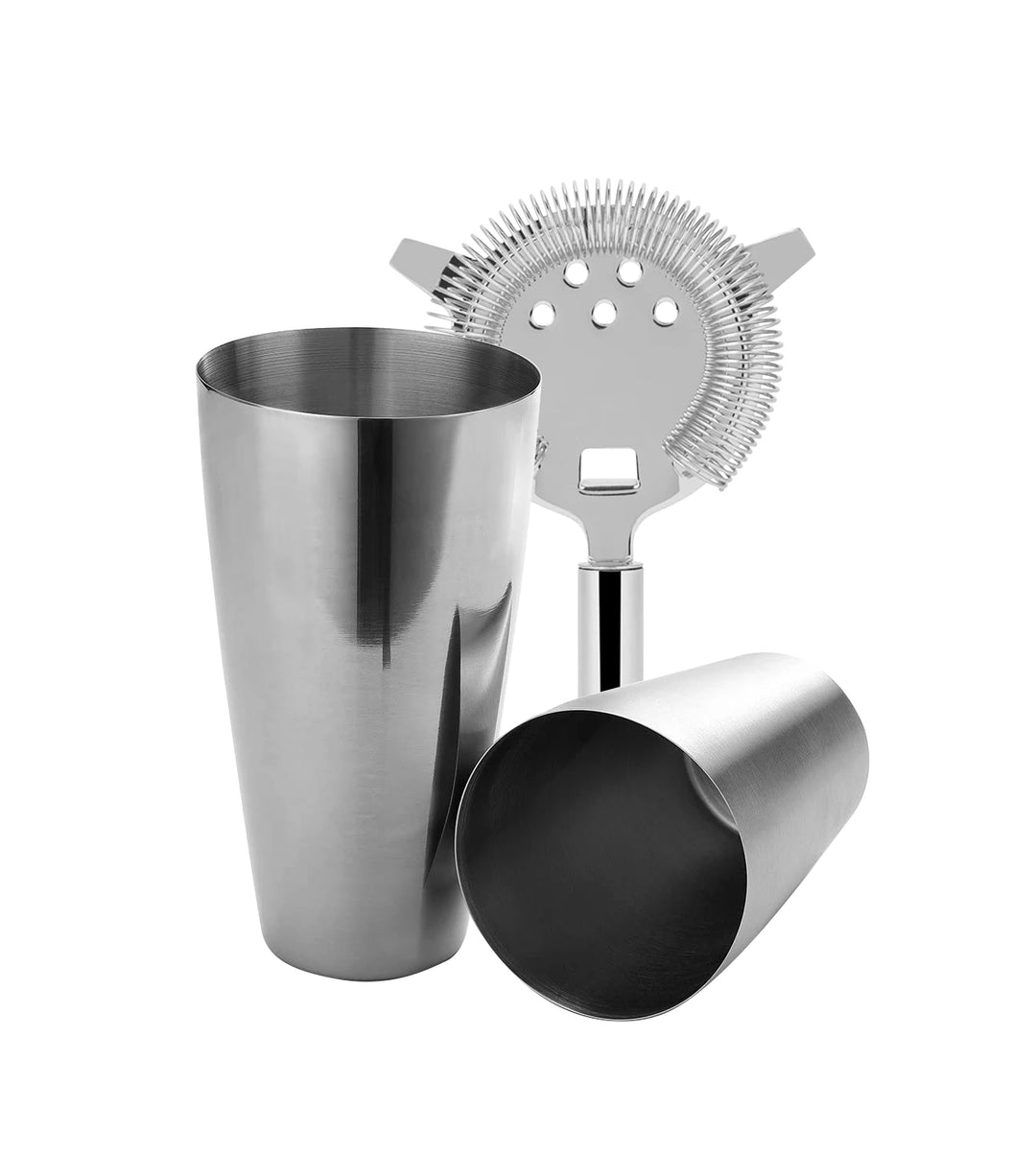 Premium 4-Piece Boston Cocktail Shaker Set - Stainless Steel Tins, Hawthorne Strainer & Japanese Jigger - Bartender Kit For Home Bar